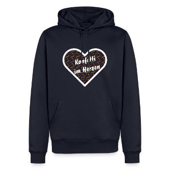 KONFETTI IM HERZEN - KARNEVAL FASTNACHT FASCHING - Männer Premium Bio Hoodie - Navy - Vorne - Nico (187cm)
