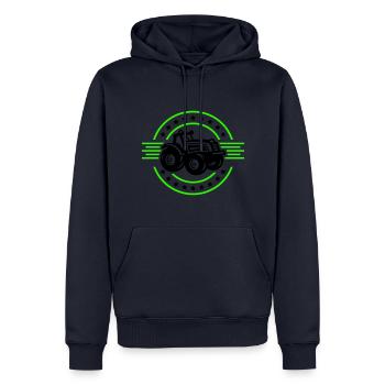 Tracteur Agriculteur Silhouette Agriculteur - Sweat à capuche Premium bio Homme - bleu marine - Devant - Nico (187cm)