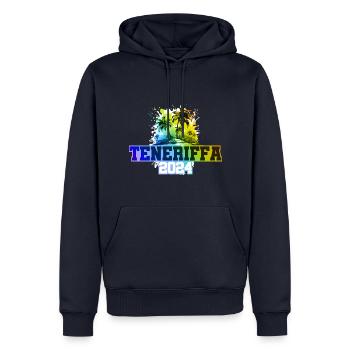 Teneriffa 2024 Urlaub Palmen Bunt - Männer Premium Bio Hoodie - Navy - Vorne - Nico (187cm)