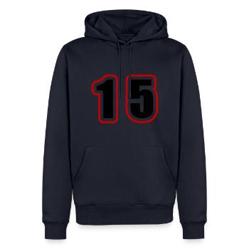 15 Zahl College - Männer Premium Bio Hoodie - Navy - Vorne - Nico (187cm)