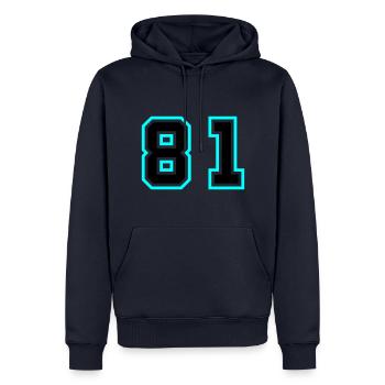 81 Zahl Symbol - Männer Premium Bio Hoodie - Navy - Vorne - Nico (187cm)