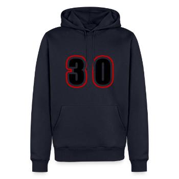 30 Nombre Collège - Sweat à capuche Premium bio Homme - bleu marine - Devant - Nico (187cm)