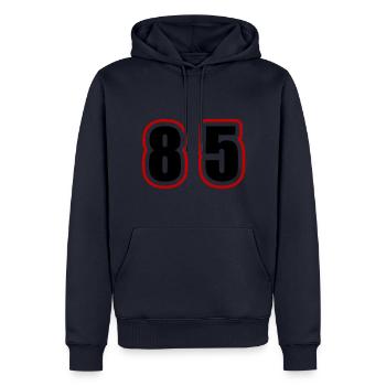 85 Zahl College - Männer Premium Bio Hoodie - Navy - Vorne - Nico (187cm)