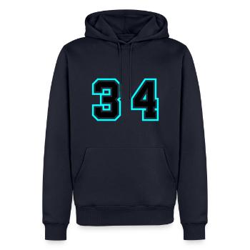 34 Zahl symbol - Männer Premium Bio Hoodie - Navy - Vorne - Nico (187cm)