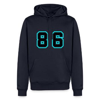 86 Symbole numérique - Sweat à capuche Premium bio Homme - bleu marine - Devant - Nico (187cm)