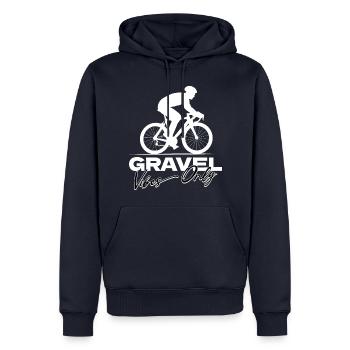 Gravel Bike Vibes Only Radsport Leidenschaft - Männer Premium Bio Hoodie - Navy - Vorne - Nico (187cm)