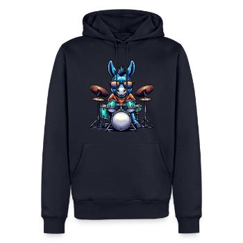 Global - Noir sans Japon Modèle - Sweat à capuche Premium bio Homme - bleu marine - Devant - Nico (187cm)