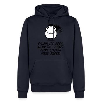 Sturm ist erst wenn Schafe keine Locken Spruch - Männer Premium Bio Hoodie - Navy - Vorne - Nico (187cm)