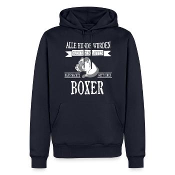 Alle Hunde Boxer - Männer Premium Bio Hoodie - Navy - Vorne - Nico (187cm)
