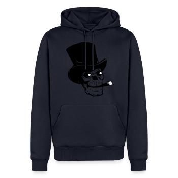 Totenkopf mit Hut und Zigarre - Männer Premium Bio Hoodie - Navy - Vorne - Nico (187cm)
