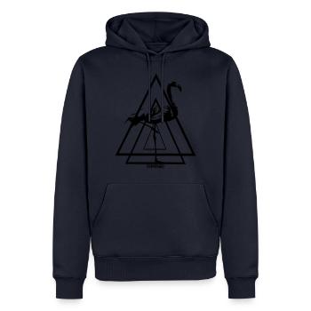 Flamingo. - Männer Premium Bio Hoodie - Navy - Vorne - Nico (187cm)