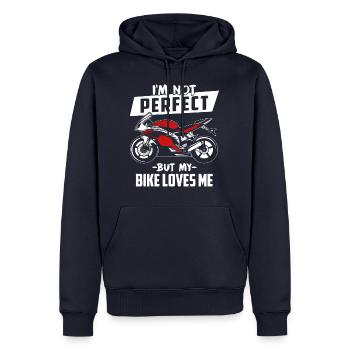 Chemise de moto · Superbike · Biker · m'aime - Sweat à capuche Premium bio Homme - bleu marine - Devant - Nico (187cm)