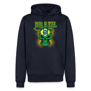 Brasilien Fußball Geschenk Fan Weltmeisterschaft - Männer Premium Bio Hoodie - Navy - Vorne - Nico (187cm)