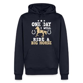 Chemises de cheval enfants · Équitation · Grand cheval - Sweat à capuche Premium bio Homme - bleu marine - Devant - Nico (187cm)