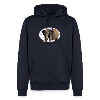 WorldElephantDay - Africa - Safari - Elephant - Sweat à capuche Premium bio Homme - bleu marine - Devant - Nico (187cm)