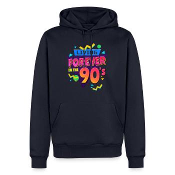 COLORFUL 90'S OUTFIT RETRO OLDSCHOOL GIFT - Men’s Premium Organic Hoodie - navy - Front - Nico (187cm)