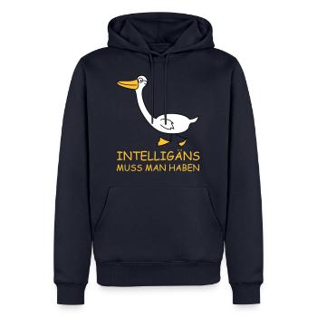 Intelligente Gans (b) - Männer Premium Bio Hoodie - Navy - Vorne - Nico (187cm)