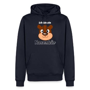 ich bin ein Nasenbär - Männer Premium Bio Hoodie - Navy - Vorne - Nico (187cm)