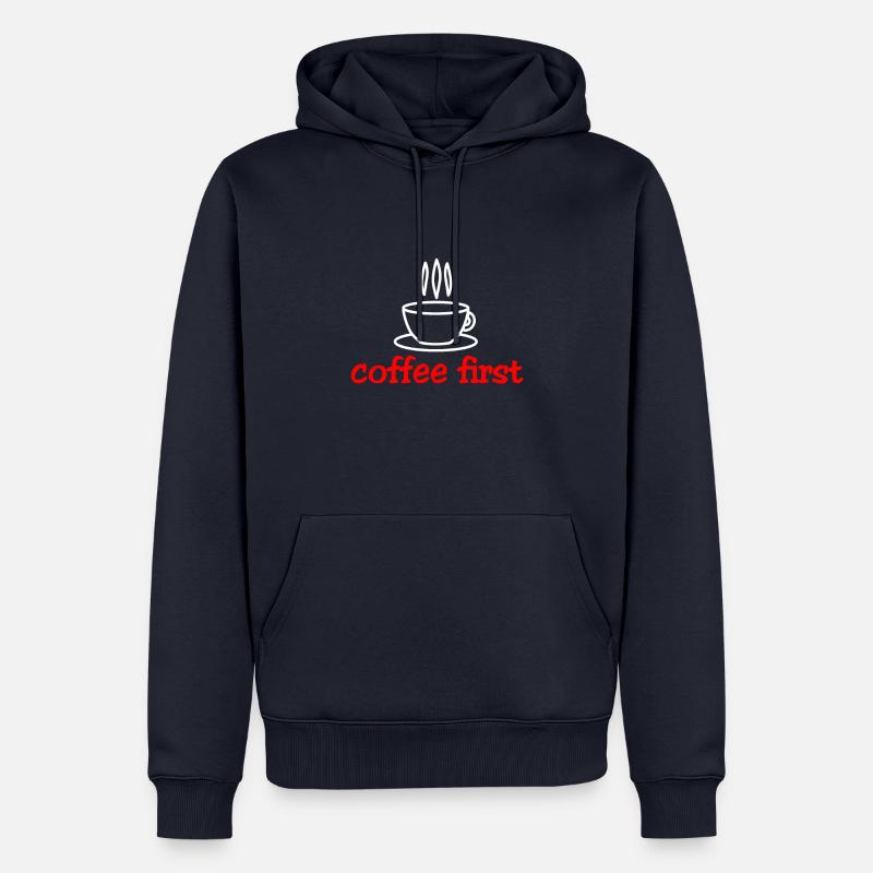 Coffee Kaffee First - Männer Premium Bio Hoodie - Navy