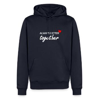 together Liebe Herz - Männer Premium Bio Hoodie - Navy - Vorne - Nico (187cm)