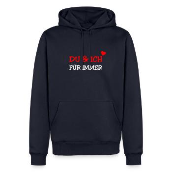 Du und Ich Liebe Herz für immer - Männer Premium Bio Hoodie - Navy - Vorne - Nico (187cm)
