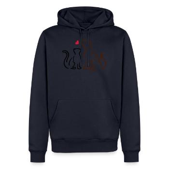 Chat et chien / chat et chien, amour, amoureux des animaux - Sweat à capuche Premium bio Homme - bleu marine - Devant - Nico (187cm)