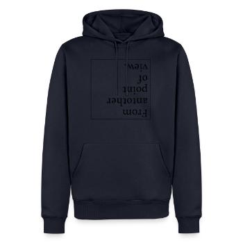 From another point of view | Change of perspective - Men’s Premium Organic Hoodie - navy - Front - Nico (187cm)