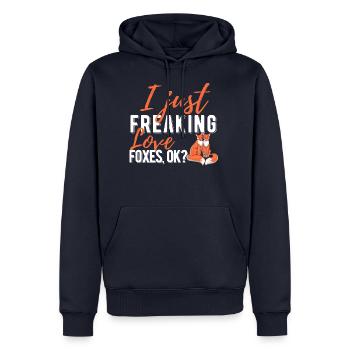 Fuchs - Männer Premium Bio Hoodie - Navy - Vorne - Nico (187cm)