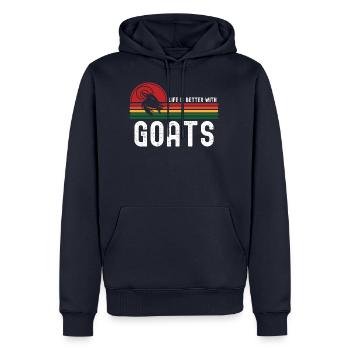 Ziege - Männer Premium Bio Hoodie - Navy - Vorne - Nico (187cm)