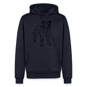 americanstaffy1a - Sweat à capuche Premium bio Homme - bleu marine - Devant - Nico (187cm)