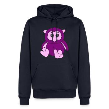 Süße lila Eule - Männer Premium Bio Hoodie - Navy - Vorne - Nico (187cm)