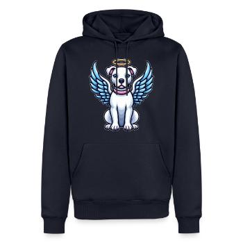 Chien de dessin animé Pitbull Angel mignon avec des ailes - Sweat à capuche Premium bio Homme - bleu marine - Devant - Nico (187cm)