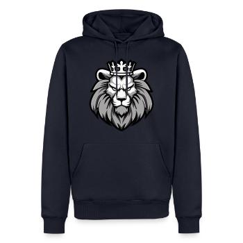 Löwe Krone - Männer Premium Bio Hoodie - Navy - Vorne - Nico (187cm)