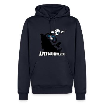 Downhiller - Männer Premium Bio Hoodie - Navy - Vorne - Nico (187cm)
