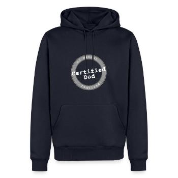ZERTIFIZIERTER VATER + VATERTAG - Männer Premium Bio Hoodie - Navy - Vorne - Nico (187cm)