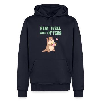 Süßer Otter spielt gut mit Ottern lustig - Männer Premium Bio Hoodie - Navy - Vorne - Nico (187cm)