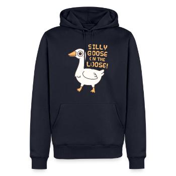 Cute Silly Goose On The Loose - Men’s Premium Organic Hoodie - navy - Front - Nico (187cm)