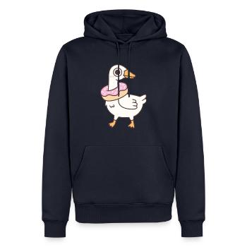 Oie mignonne et idiote avec un beignet autour du cou - Sweat à capuche Premium bio Homme - bleu marine - Devant - Nico (187cm)