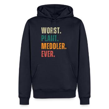 WORST PLANT ANNOUNCEMENT EVER - Men’s Premium Organic Hoodie - navy - Front - Nico (187cm)