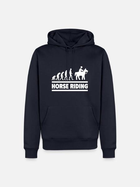 Evolution des Reitersports vom Mensch zum Reiter - Männer Premium Bio Hoodie - Navy