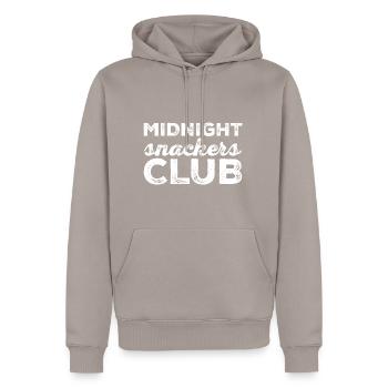 Midnight Snackers Club 3 - Männer Premium Bio Hoodie - Taupe - Vorne - Nico (187cm)