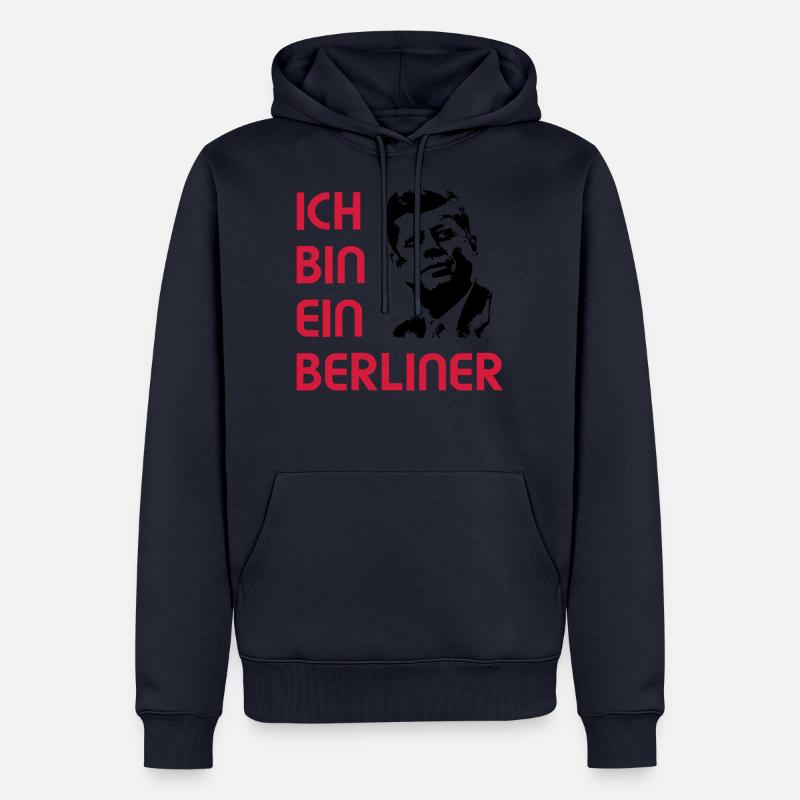 Ich bin ein Berliner JFK - Sweat à capuche Premium bio Homme - bleu marine