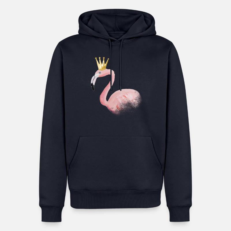 flamingo mit Krone - Männer Premium Bio Hoodie - Navy