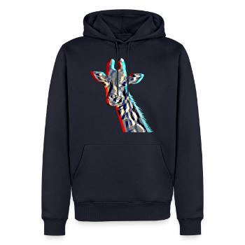 Giraffe with 3D-Effect - Männer Premium Bio Hoodie - Navy - Vorne - Nico (187cm)