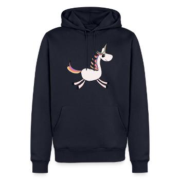 Einhorn - Männer Premium Bio Hoodie - Navy - Vorne - Nico (187cm)