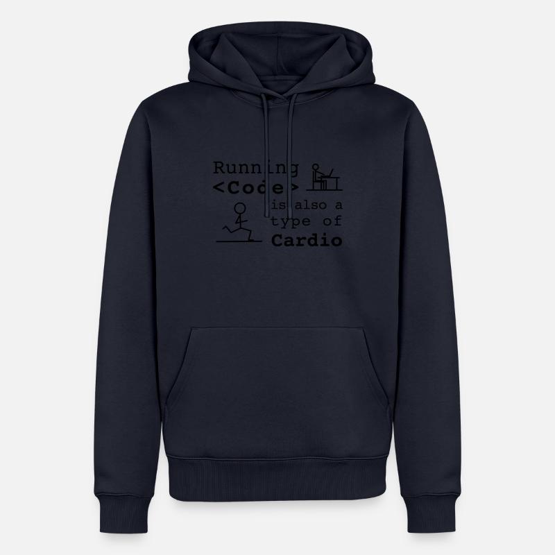 Code de course Cardio - Sweat à capuche Premium bio Homme - bleu marine