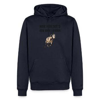 Pferdeliebhaber Geschenk - Männer Premium Bio Hoodie - Navy - Vorne - Nico (187cm)