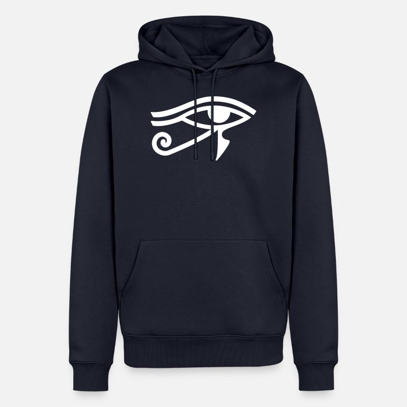 Œil de Horus Hiéroglyphe égyptien - Sweat à capuche Premium bio Homme - bleu marine
