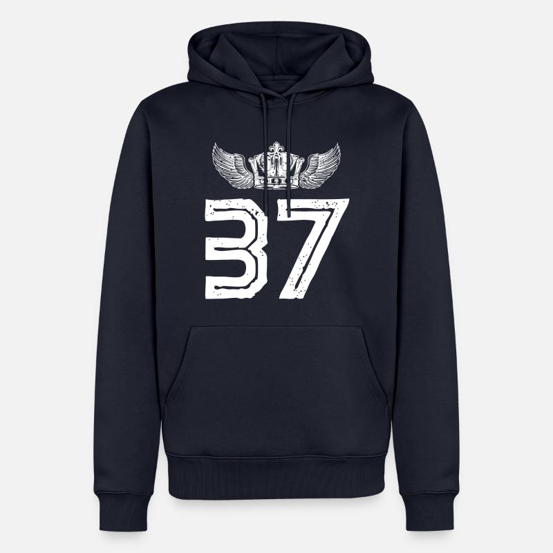 37 Couronne numérique - Sweat à capuche Premium bio Homme - bleu marine