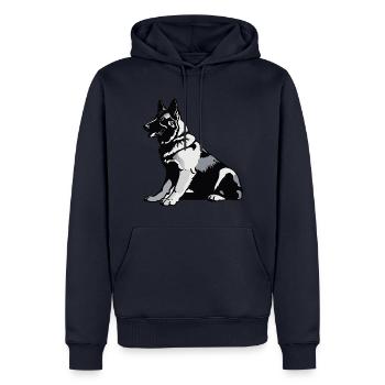 Sitting German Shepherd - Pet Sticker - Men’s Premium Organic Hoodie - navy - Front - Nico (187cm)
